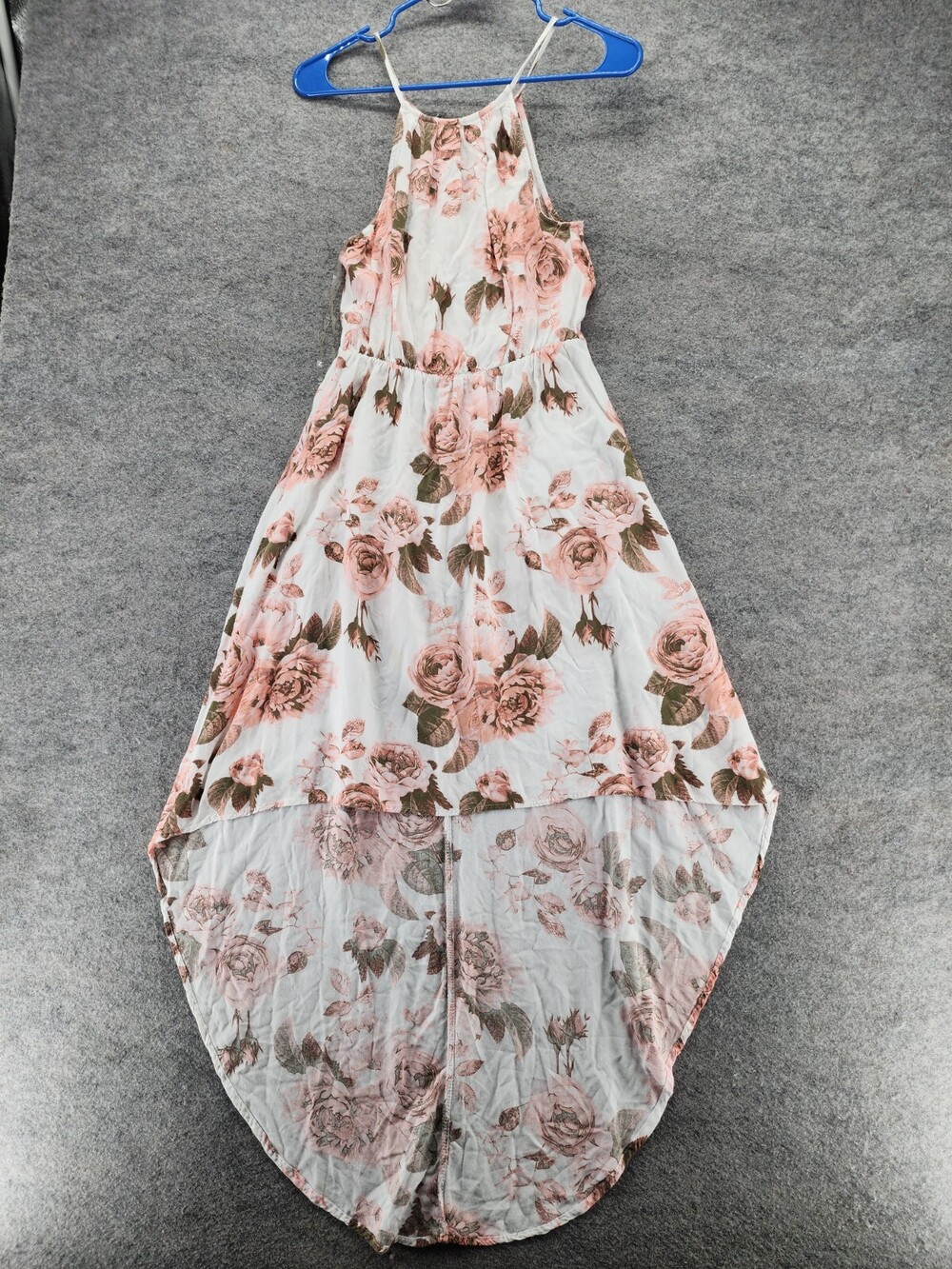 J For Justify Dress Womens Medium Sleeveless White Pink Floral Hi Lo